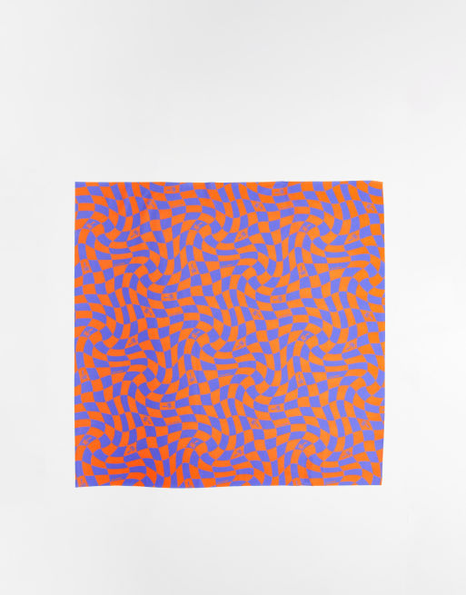 COLLUSION Unisex - Foulard da mare a scacchi con stampa di palme multicolore 