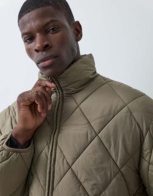 COLLUSION Unisex funnel neck oversized puffer jacket in khaki, 4 of 5