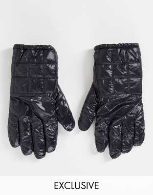 COLLUSION Unisex wet look padded gloves in black - ASOS Price Checker