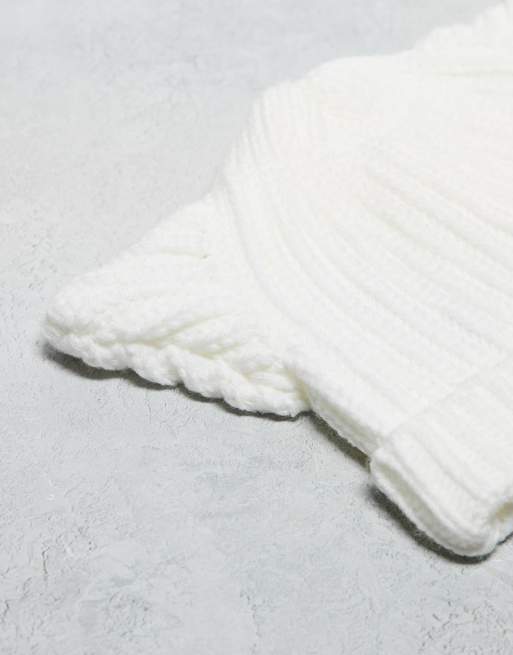 COLLUSION Unisex - Gebreide beanie met oren in ecru, 3 van 3