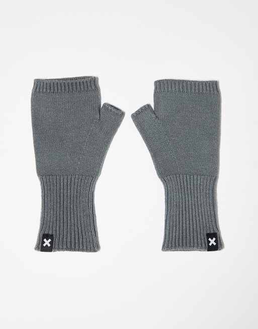 COLLUSION Unisex - Gebreide mouwloze handschoenen in grijs