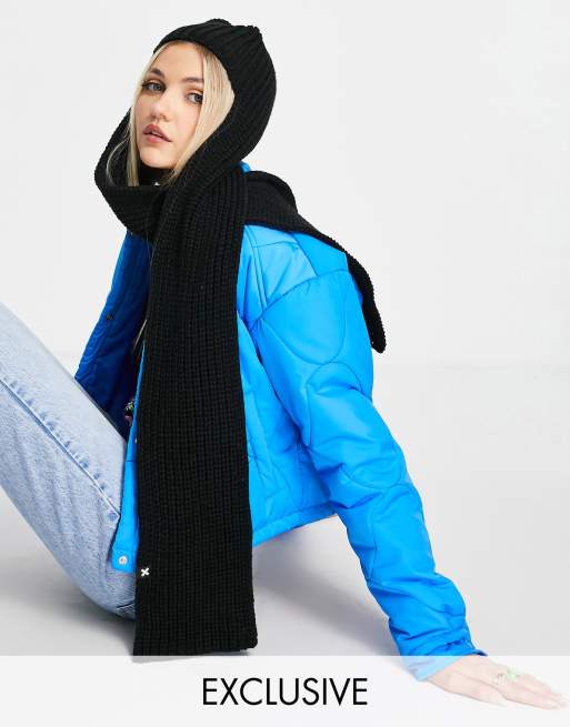 COLLUSION Unisex - Gehaakte beanie-sjaal in zwart