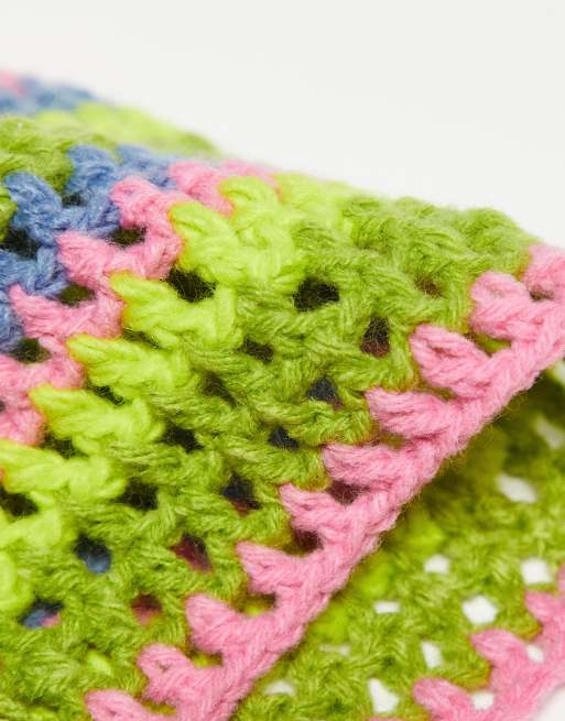 COLLUSION Unisex – Gehäkelte Festival-Strickmütze mit bunten Regenbogenstreifen , 3 von 4