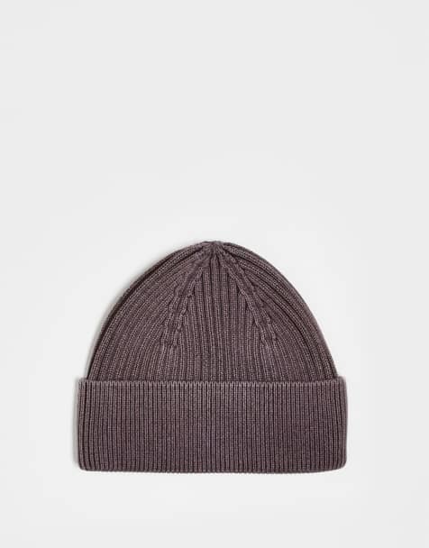 COLLUSION Unisex - Geribbelde beanie in bruin met wassing - view 1