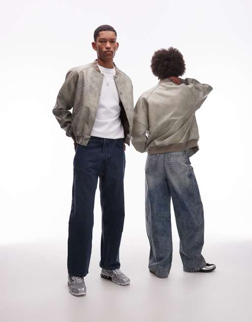 COLLUSION Unisex - Giacca bomber stile college slavata, 3 di 4