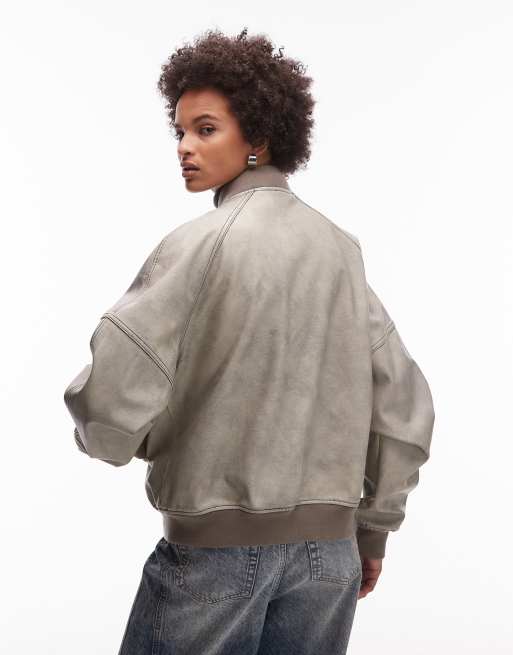 COLLUSION Unisex - Giacca bomber stile college slavata, 4 di 4