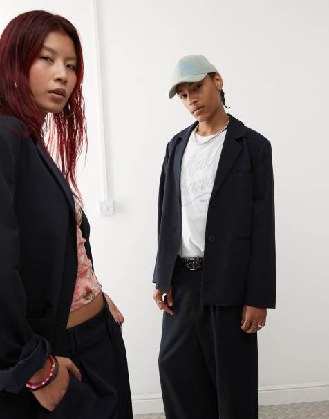 COLLUSION unisex oversized blazer co-ord in navy