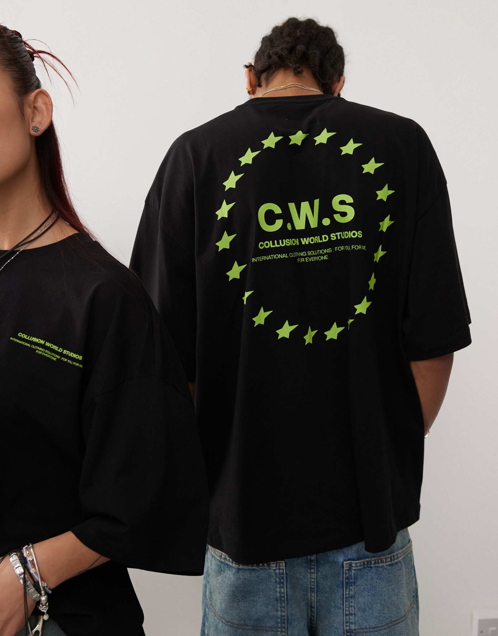 Футболка COLLUSION Unisex graphic с квадратным рисунком черного цвета 
