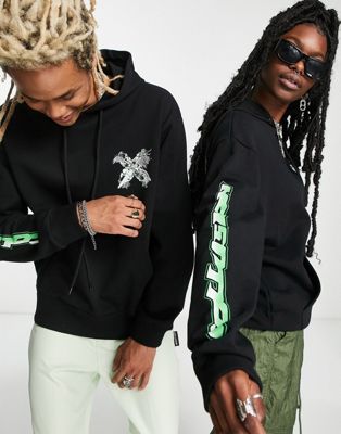 COLLUSION Unisex graphic logo hoodie in black co-ord - ASOS Price Checker