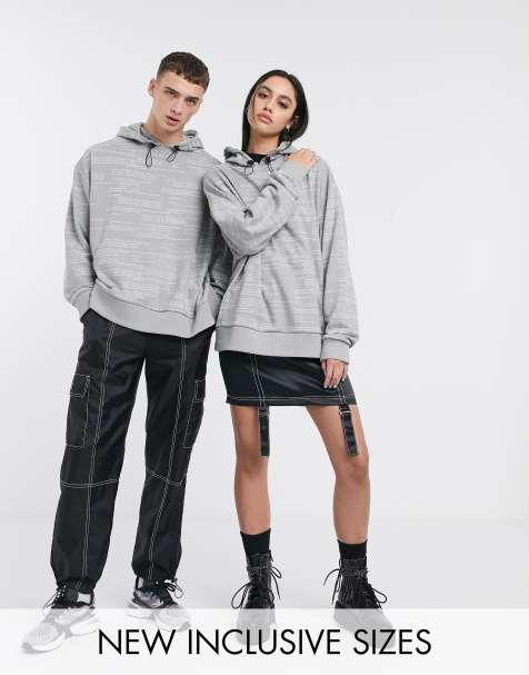 COLLUSION – Unisex – Grauer Kapuzenpullover mit Print