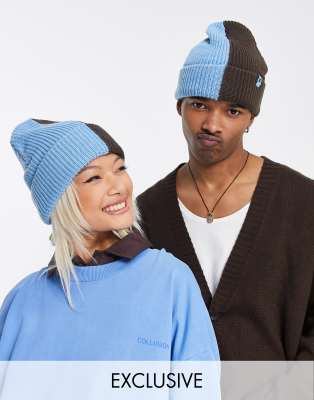 COLLUSION Unisex half & half beanie