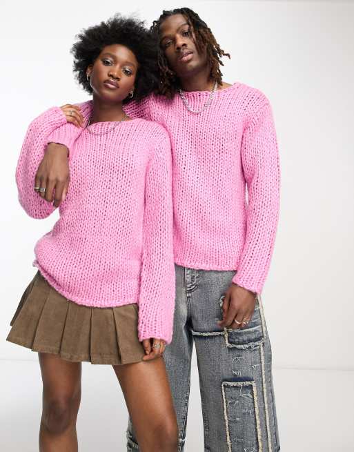 Bright pink clearance knitted jumper