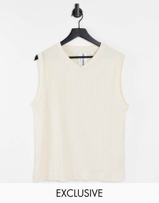 COLLUSION Unisex - Haut sans manches d'ensemble en tissu côtelé
