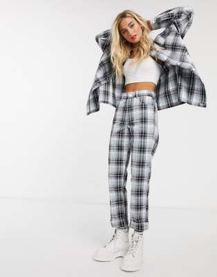 high waist check pants