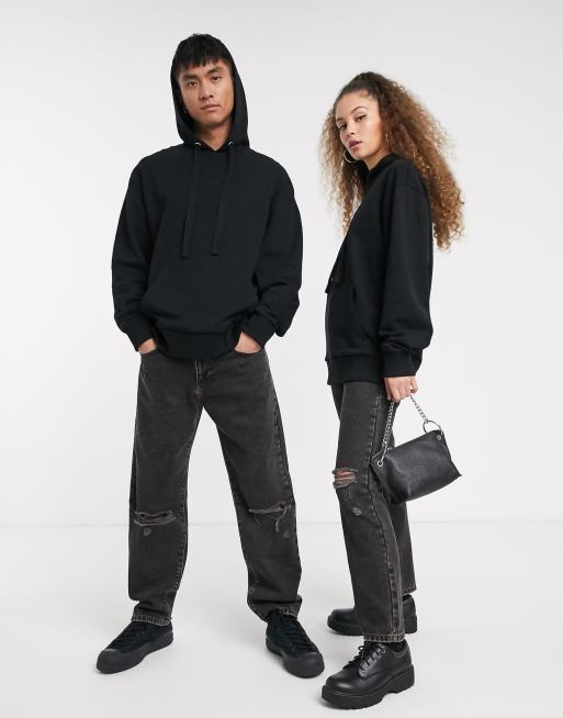 COLLUSION Unisex hoodie in black, 4 of 4