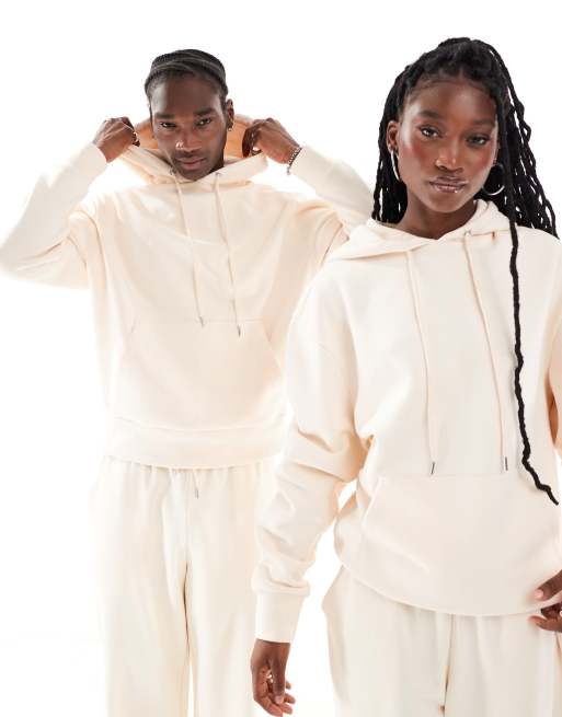 COLLUSION Unisex hoodie in ecru (part of a set)