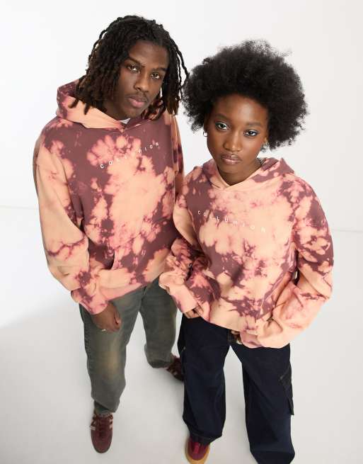 COLLUSION Unisex hoodie in orange tie dye ASOS