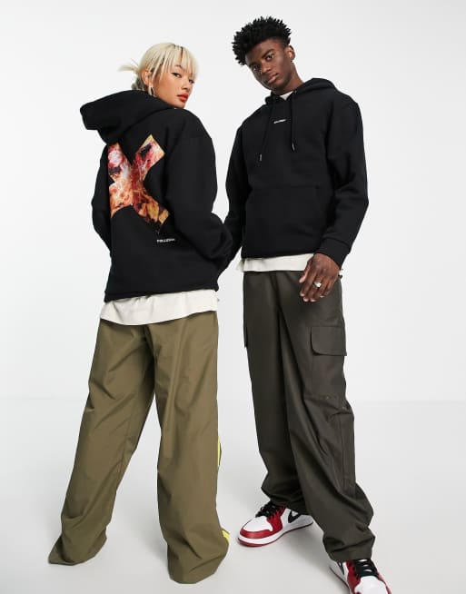 COLLUSION Unisex hoodie with flame logo print, 3 of 4