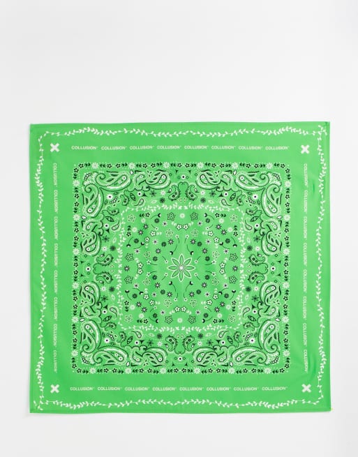 COLLUSION Unisex - Hoofddoek van satijn met print in groen
