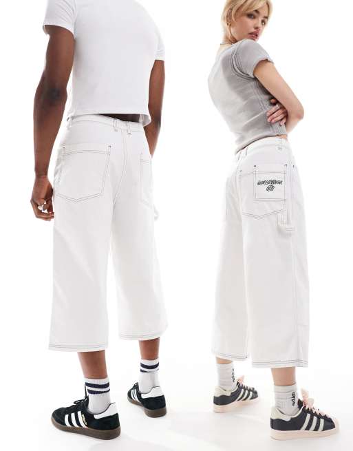 COLLUSION Unisex - Hvide skater-jorts