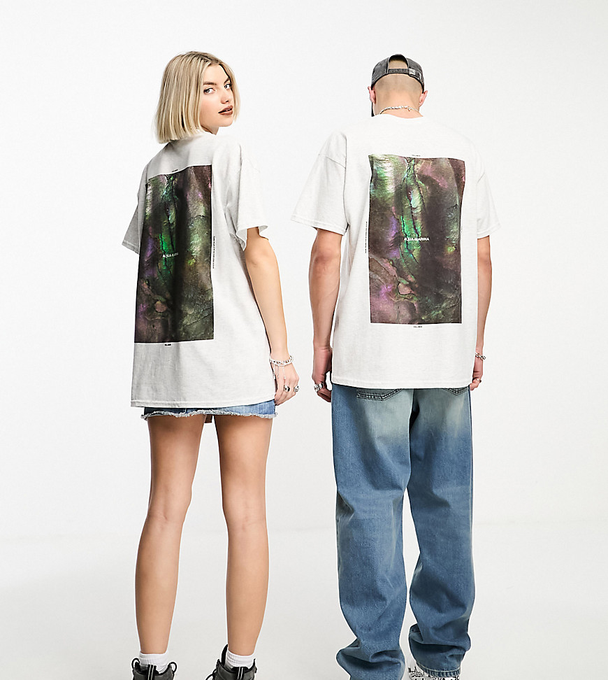 Collusion Unisex Iridescent Photographic Printed T-shirt In Gray