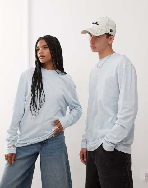 COLLUSION Unisex long sleeve t-shirt in baby blue