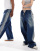 COLLUSION Unisex - Jean baggy style jogger - Délavage foncé
