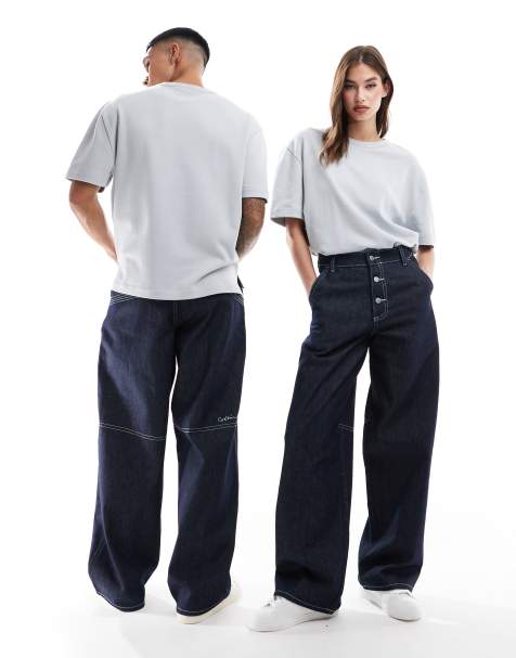 COLLUSION Unisex - Jean style charpentier baggy en denim brut - view 1