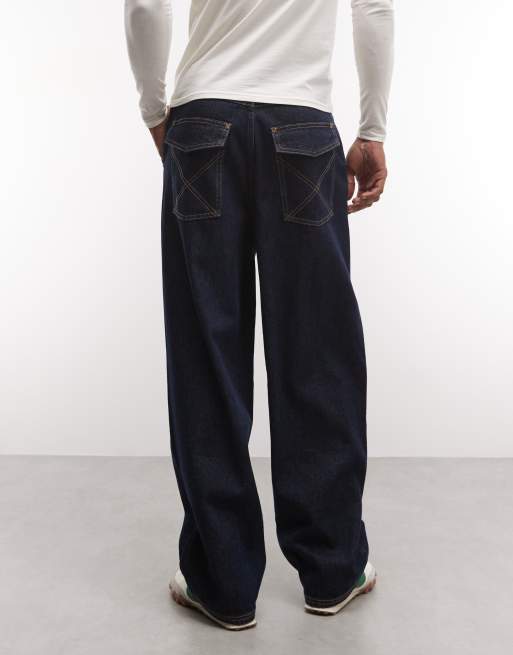 COLLUSION unisex-jeans i antifit-modell i mörk tvätt, del av set, 2 av 5