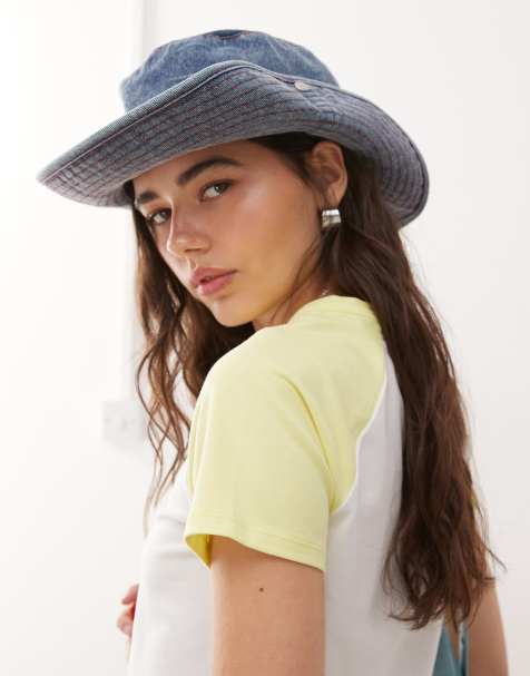 COLLUSION Unisex Cowboy hat in heavy washed denim