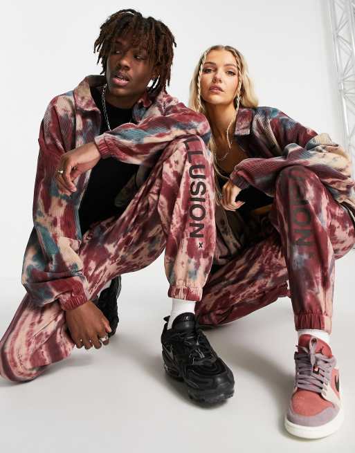 COLLUSION Unisex - Jogger d'ensemble effet tie-dye à imprimé logo, 3 de 4