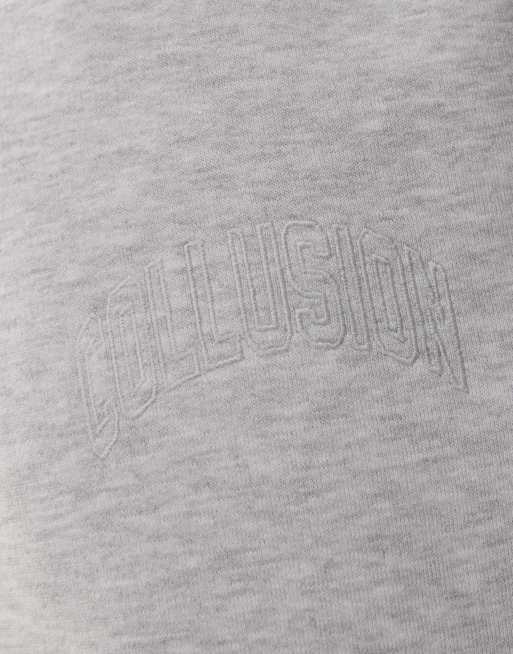 COLLUSION Unisex - Joggers a fondo ampio con doppio elastico in vita grigio mélange, 2 di 5