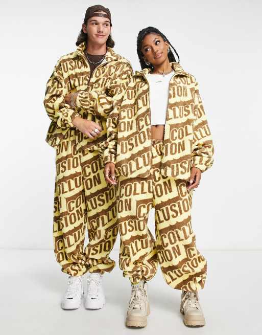 COLLUSION Unisex - Joggers in pile borg in coordinato