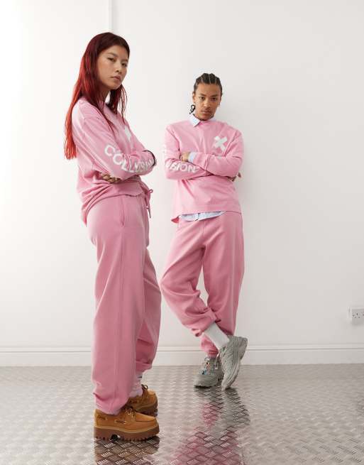 COLLUSION Unisex joggers in pink ASOS