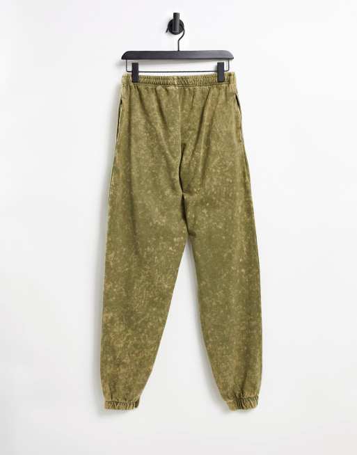 COLLUSION Unisex - Joggers oversize in lavaggio stone-wash kaki in coordinato, 2 di 4