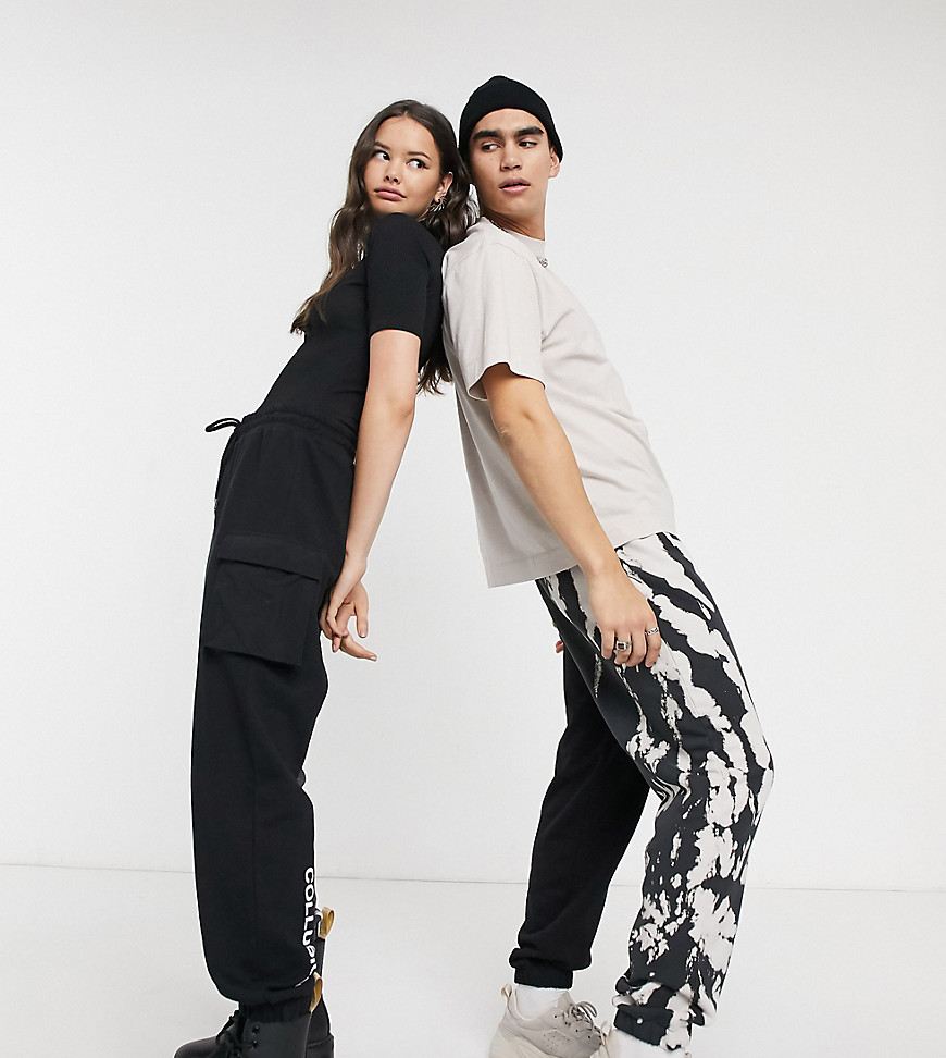 COLLUSION Unisex joggers with spliced tie dye-Black