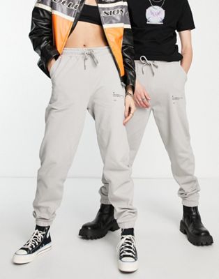 COLLUSION Unisex joggers with text print in grey co-ord - GREY - ASOS Price Checker