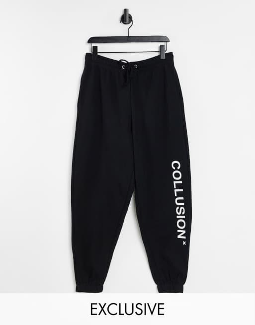 COLLUSION - Unisex joggingbroek van katoen met logo in zwart - BLACK