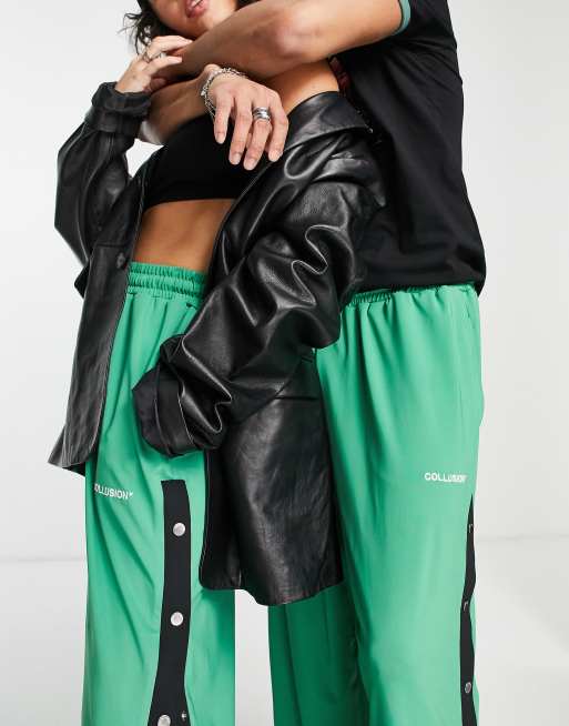 COLLUSION Unisex – Jogginghose mit besonders weitem Bein und Druckknöpfen, 3 von 4