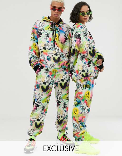 COLLUSION – Unisex-Set mit Kapuzenpullover und Jogginghose mit Graffiti-Muster, 3 von 3