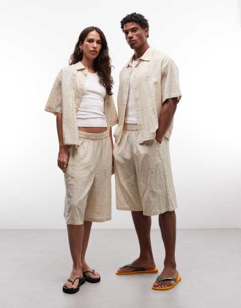 COLLUSION Unisex - Jorts da mare oversize a quadri colore neutro - view 1