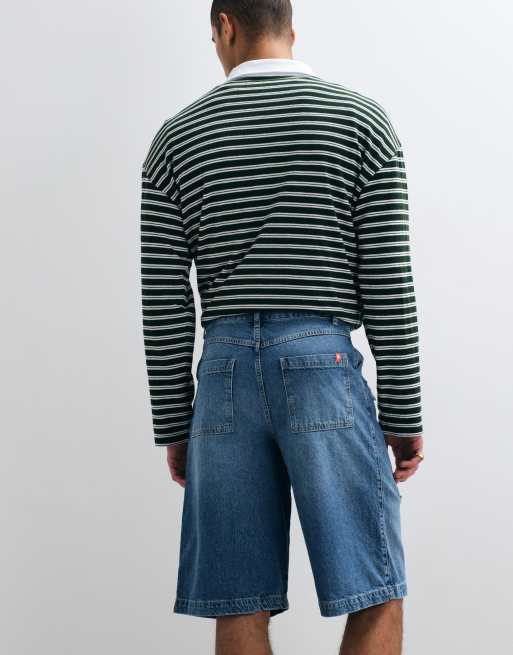 COLLUSION Unisex – Jorts in mittlerer Waschung mit Used-Details, 4 von 5