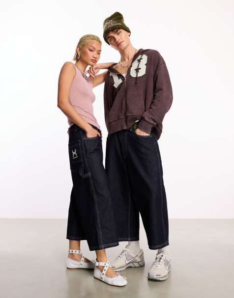 COLLUSION unisex jorts in rinse wash - view 1