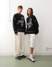 Jaded London loose knit abstract jumper in multi | ASOS