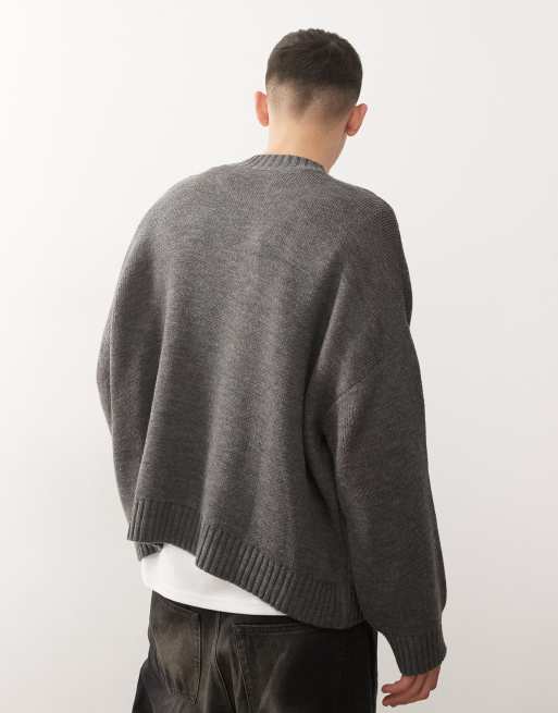 COLLUSION Unisex jumper in grey with red stripe, 2 of 4