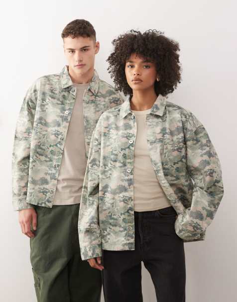 COLLUSION Unisex – Kamouflagemönstrad skjortjacka i oversize - view 1