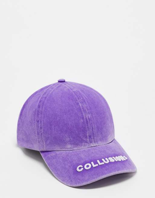 COLLUSION Unisex – Kappe mit Acid-Waschung in Lila und Logostickerei