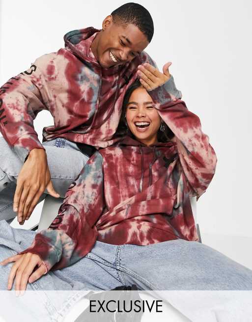 COLLUSION – Unisex – Kapuzenpulli mit Logodruck mit Batikmuster, Kombiteil