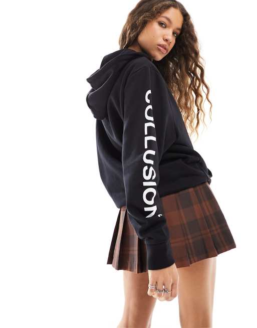 COLLUSION – Unisex-Kapuzenpullover in Schwarz mit Logo, 2 von 4