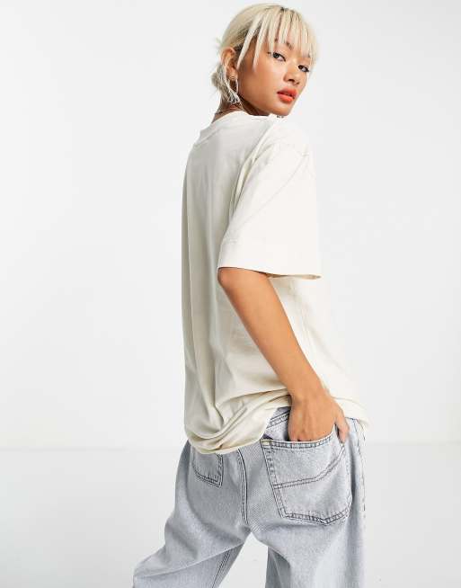 COLLUSION Unisex - Katoenen T-shirt met logo in gebroken wit - WHITE, 2 van 4
